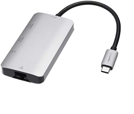 Discover Enhanced Connectivity with the Amazon Basics 4-in-1 USB C Adapter – HDMI, Ethernet, USB 3.0, and 100 W Power Delivery, Compact Gray Hub for Seamless Device Integration and High-Speed Performance