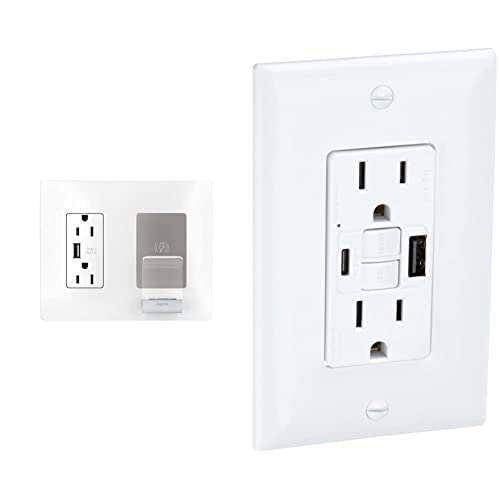 Legrand Radiant RWC826 Premium Wireless USB Charger – Qi-Certified Fast Charging Hub with 15 Amp Tamper-Resistant Outlets & Type A USB Port – Sleek White Design for Effortless Device Powering in Home & Office Environments