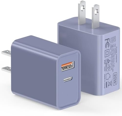 LCGENS 20 W Dual Port USB C Wall Charger Block – 2-Pack Fast Charging Power Adapter for i Phone 11/12/13/14/15/16 Pro Max, i Pad Pro, Samsung Galaxy – Portable and Efficient Charging Solution for Multiple Devices