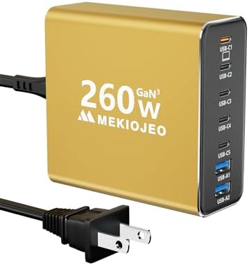 Revolutionary 7-Port Ga N USB C Charging Hub – 65 W High-Speed Aluminum Alloy Power Station for Mac Book Pro, i Pad Pro, i Phone & More – Stylish Purple Multi-Device Charger for Ultimate Efficiency and Portability