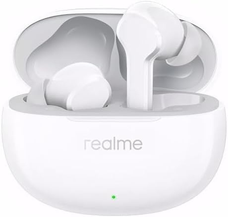 realme T110 AI ENC Noise Cancelling Wireless Earbuds – Ultra-Lightweight In-Ear Headphones with 10 mm Dynamic Bass for Heavy Sound, 38-Hour Playtime & Rapid Wireless Charging, Bluetooth 5.4 for Effortless Connectivity, IPX5 Waterproof for Active Lifestyles in Pop White – Ideal for Music Enthusiasts and Daily Commuters