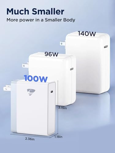 Ultimate 100 W USB-C Laptop Charger: Fast Charging Adapter for Mac Book Pro/Air, Lenovo, HP, Dell, Chromebook, i Phone, i Pad & More – 6.6 FT USB-C Cable Included for Maximum Flexibility and Universal Device Compatibility – Compact, Durable, and Perfect for Travel