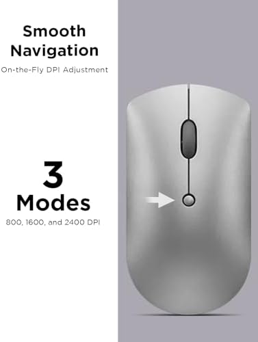 Lenovo Go Multi-Device Wireless Mouse – Versatile Dual Connectivity Bluetooth Optical Mouse with USB-C Rechargeable Battery, Adjustable DPI, Qi Charging, and Ambidextrous Design in Sleek Grey – Perfect for Multitaskers and Professionals