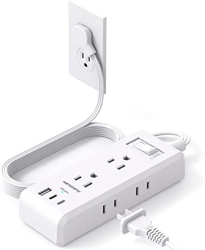 HANYCONY Travel Power Strip with 6 Outlets & 3 USB Ports – 5 ft Flat Plug Extension Cord for Cruise Ships & College Dorms – Space-Saving Wall Mount Design for Ultimate Convenience & Fast Charging Efficiency