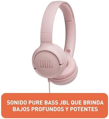JBL Tune 500 Wired On-Ear Headphones – Lightweight, Portable Design with Pure Bass Audio for Optimal Sound Quality, Tangle-Free Cable for Easy Storage, One-Button Mic for Effortless Hands-Free Calling & Voice Activation – Perfect for Daily Use and Travel (Black)