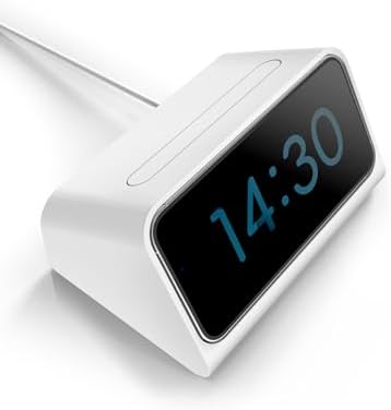 TOPGO Mag Safe Compatible i Phone 16/15 Pro Max Charging Dock – Stylish Bedside Stand with Alarm Clock Functionality, Fast Wireless Charging, Adjustable Viewing Angle, and Built-in Cable Management for a Clutter-Free Nightstand Experience