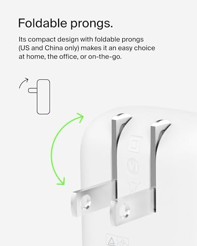 Belkin 42 W Dual Port Charger Block – High-Efficiency USB-C & USB-A Fast Charging Adapter for i Phone 16, Samsung Galaxy S25, Mac Book & More – Optimal Portable Power Solution for Multi-Device Charging at Home and On-the-Go – Elegant White Design for Tech-Savvy Users