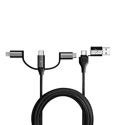 Futurizta Tech Zeus-X Enhanced 6-in-1 Universal Multi Cable – Compact 0.65 ft Fast Charging Solution for Laptops and Smartphones with 60 W PD & 27 W QC3.0, Military-Grade Durability, Braided Design & LED Indicator, Includes Organizer Strap for Efficient Storage and Travel