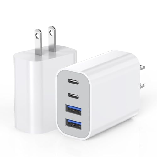 Ultra-Fast 4-Port USB Charging Block – 40 W Multiport Charger for i Phone 16 Series, i Pad Pro & Air – Dual USB-C Ports for Rapid Device Charging – Compact & Travel-Ready Power Adapter for Home or Office Use