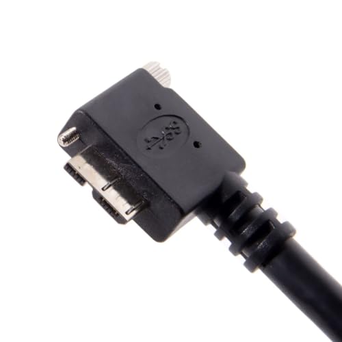 Chenyang 90-Degree Micro USB 3.0 Cable – Type A Male to Micro B Male, 3 M High-Speed Connector for Industrial Cameras & Devices, Enhanced Durability with Mount Panel Screws, Perfect for Tight Spaces and Optimal Cable Management