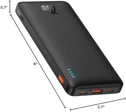 Baseus 20 W PD QC Power Bank – Ultra-Slim 10,000 m Ah Fast Charging Portable Charger with Dual USB-C Ports for i Phone 15/14/13/12/11, Samsung S23/S22, Google & LG – Lightweight & Enhanced Compatibility for On-the-Go Power Solutions