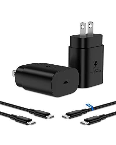 Ultra-Fast 25 W Type C Charger Duo with 10 FT USB-C Cables – Premium Samsung Galaxy Charger for S23 Ultra, S22 Series, and Z Flip/Fold Models – Rapid Charging, Enhanced Compatibility, Compact Design for Home and Travel