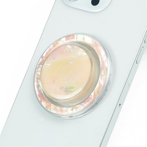 Chic Natural Abalone Shell Foldable Phone Grip – Magnetic Handle for Secure Smartphone & Tablet Handling, Stylish Accessory for Enhanced Portability and Aesthetic Appeal