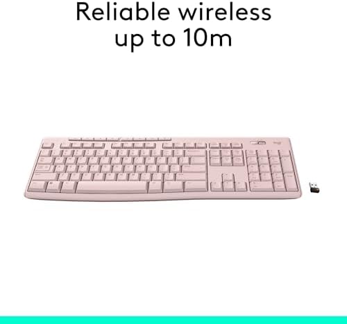 Logitech K270 Wireless Keyboard – Full-Size, 2.4 GHz Connectivity, 8 Multimedia Keys, 2-Year Battery Life, Stylish Rose Color for PCs and Laptops – Ultimate Comfort and Reliability for Productive Workspaces