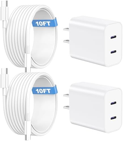 Compatible with iPhone 16/15 Charger Fast Charging, Dual Port 20W USB C Wall Charger Block Type C to Type C 10ft Long USB C Fast Charing Cable for Phone 15/16/Pro Max/Pro/PlusPad Pro/Air/Android – Enhanced Compatibility and Speed