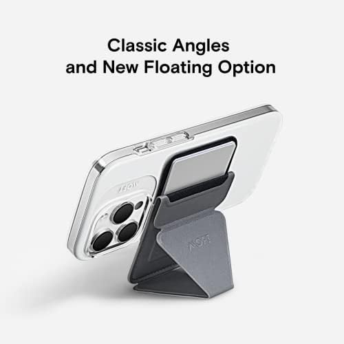 MOFT MagSafe Wallet Stand for iPhone 15/14/13/12 Series MagSafe Compatible Phone Stand with 3 Viewing Angles (Cool Gray) – Enhanced Compatibility and Speed