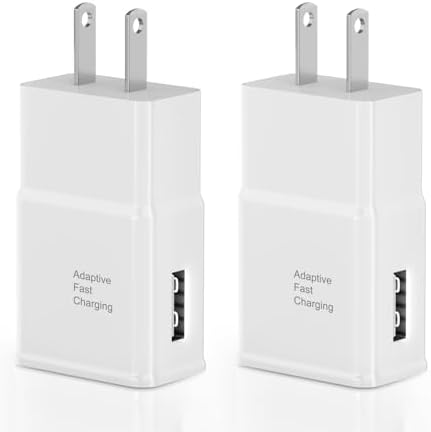 Samsung Adaptive Fast Charging USB Wall Charger Adapter – Dual Pack for Galaxy S25 Series, Note 5/8/9/10, Quick Charge Technology – Efficient Travel Plug for Android Devices and Enhanced Compatibility