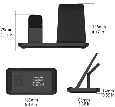 Ultimate 3 in 1 Wireless Charging Station – 15 W Fast Charger for Samsung Galaxy S Series, Note, Galaxy Buds, and Watches – Streamlined, Space-Saving Design with Advanced Safety Features for Home and Office Use