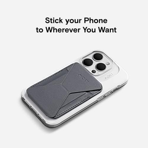 MOFT MagSafe Wallet Stand for iPhone 15/14/13/12 Series MagSafe Compatible Phone Stand with 3 Viewing Angles (Cool Gray) – Enhanced Compatibility and Speed