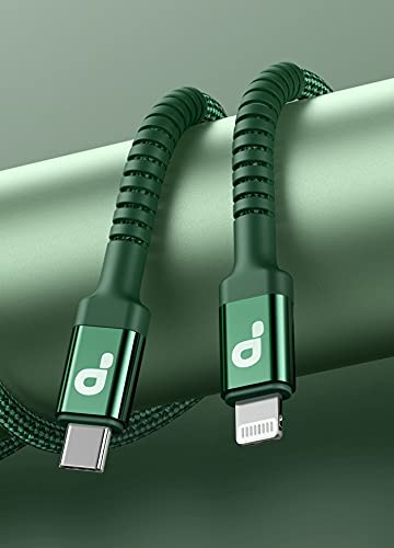 6 FT MFi Certified USB-C to Lightning Charging Cable Pack – Rapid Charge & Data Sync for i Phone 13, 12, 11 Pro Max, SE, & i Pad 8 th Gen – Durable Green Cords for Enhanced Flexibility & Style