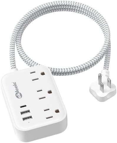 Compact PD 20 W USB C Travel Power Strip with Flat Plug Design, 3 AC Outlets & 3 USB Ports for Rapid Charging – Ideal Cruise Ship Essential & Versatile Charging Station for i Pad Pro, i Phone, Samsung Devices – 3 FT Short Extension Cord for Convenient Use