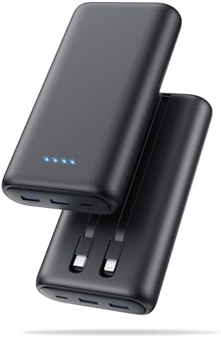 Ultra-High Capacity 40800 m Ah Portable Charger with Built-In Cables – 25 W PD USB C Fast Charging Power Bank – 5 Outputs & Dual Input for i Phone 16/15/14/13 & Samsung S23 – Stylish Pink Design for On-the-Go Charging Solutions