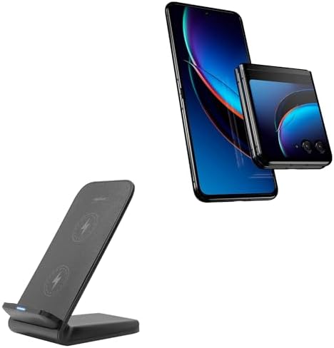 Motorola RAZR+ Wireless Quick Charge Stand – Box Wave Ergonomic Charging Dock with 15 W Qi Technology for Effortless Desktop Viewing – Sleek Jet Black Design for Modern Workspaces and Clutter-Free Charging Solutions Motorola RAZR+ Wireless Quick Charge Stand – Box Wave Ergonomic Charging Dock with 15 W Qi Technology for Effortless Desktop Viewing – Sleek Jet Black Design for Modern Workspaces and Clutter-Free Charging Solutions