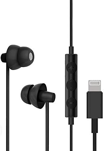 MAXROCK Apple MFi Certified Wired In-Ear Earphones for i Phone 13/14 – Noise-Isolating Sleep Headphones with Built-in Microphone and Remote for i Phone 12/11/Pro Max/Xr/Xs Max/X/8/7 – Comfortable Black Sleep Earbuds for Uninterrupted Listening and Enhanced Audio Quality