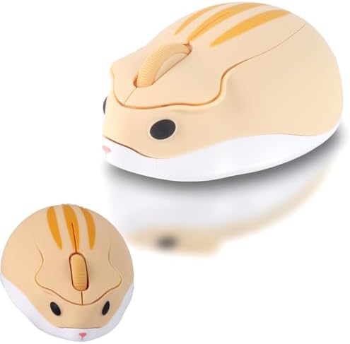 Whimsical Wireless Hamster-Shaped Mouse for Laptops and PCs – Silent 3-Button Ergonomic Design with Random Color Cable Clip – Perfect Portable Accessory for Animal Lovers and Productivity Seekers