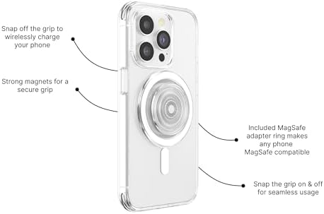 Mag Safe-Compatible Glitter Pop Socket Phone Grip & Stand – Stylish Clear Kickstand for Secure Wireless Charging and Effortless Media Viewing, Essential Cute Accessory for Enhanced Mobile Experience