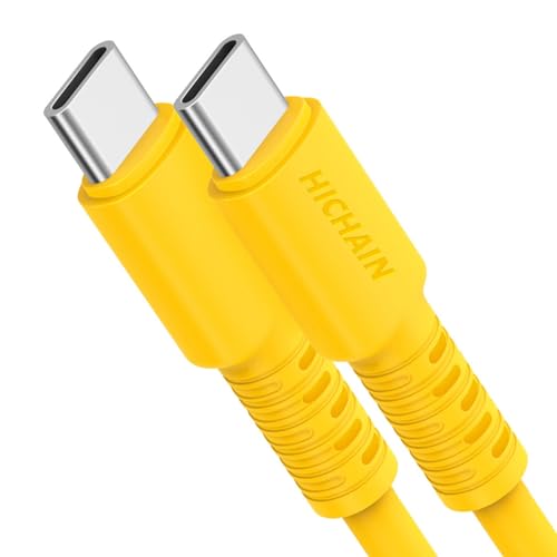 Hichain 6.5 ft USB A to USB C Charger Cable Duo – High-Speed 100 W Fast Charging & Data Sync in Vibrant Yellow – Durable Silicone Design for Samsung Galaxy, Google Pixel, Xiaomi, PS5 – Ultimate Convenience for Home & Travel