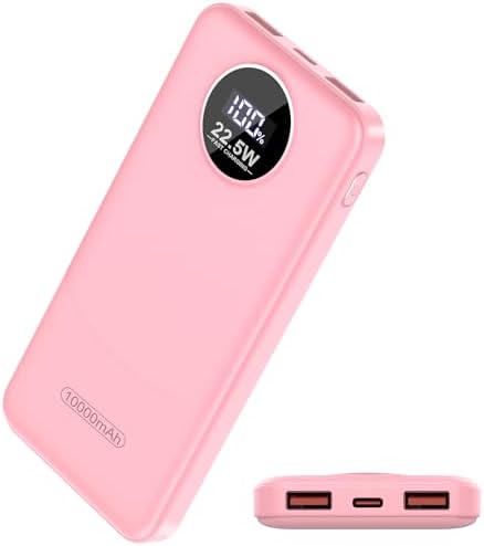 Advanced 10,000 m Ah Portable Charger with 22.5 W Fast Charging – USB-C Power Bank for i Phone 16/15/14/13/12 & Samsung S22/S21 – PD 3.0 & QC 4.0 Compatible with LED Battery Display – Lightweight Multi-Device Power Bank for Travel & Daily Use