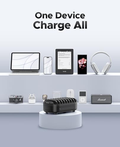 Ultimate 10-Port USB Charging Station by ORICO – 120 W Multi-Device Docking Organizer for i Pads, i Phones, Tablets, Kindles & Phones – High-Speed Charging with Safety Features for Streamlined Tech Management