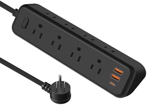 Cruise Ship Power Solutions: 30 W USB C Travel Power Strip with 5 Ft Flat Extension Cord, 4 Outlets & 3 USB Ports (2 USB-C) – Compact, Lightweight Design for Seamless Charging on Cruises and Beyond