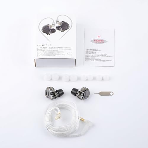 Experience Unrivaled Audio Precision with Linsoul KZ ZS10 PRO Hybrid IEM – 1 Dynamic + 4 Balanced Armature Drivers for Extraordinary Sound Clarity, Customizable 4-Level Tuning for Tailored Listening, Advanced 3-Way Crossover for Optimal Frequency Response, Premium Silver-Plated Cable for Superior Signal Integrity – Ideal for Musicians, Audiophiles, and Gamers with Integrated Microphone in Elegant Black Design