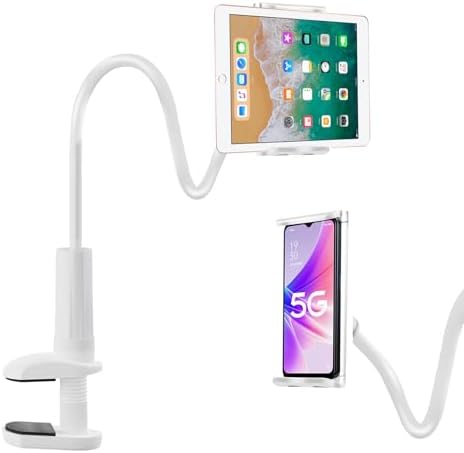 ZUYEE Gooseneck Tablet Mount Holder – 30-Inch Adjustable Arm for 4-10.5″ Devices | Perfect i Pad Clamp Stand for Hands-Free Viewing on Beds, Desks & Couches | Lightweight, Sturdy Design for Kindle, Galaxy Tabs & Smartphones | Effortless Setup for Ultimate Comfort