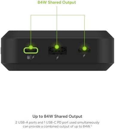 Mophie Powerstation Laptop Prime27 – 27,000 m Ah Eco-Friendly Portable Power Bank with 60 W USB-C PD Fast Charging, Multi-Device Compatibility, LED Battery Indicator, and Versatile Charging Ports – Ultimate On-the-Go Performance for Laptops, Tablets, and Smartphones