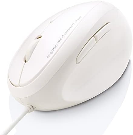 SANWA Ergonomic Vertical Mouse for Small Hands – Wired Optical Design, 1000/1600 DPI, 6 Customizable Buttons, Reduces Wrist Strain, Compatible with Mac, PC, Laptop, & Desktop, Elegant White Finish for Enhanced Productivity and Comfort
