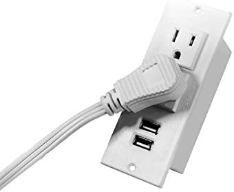 Recessed Power Grommet with Dual 20 W USB C Ports and 6 FT Extension Cord – Versatile Desk Power Socket with 2 AC Outlets for Seamless Integration into Cabinets, Drawers, or Nightstands – ETL Listed for Safety and Enhanced Charging Efficiency – Ideal for Organized Home Offices and Modern Living Spaces