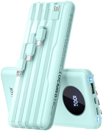 Ultimate Travel Power Bank – 10,000 m Ah USB-C Portable Charger with Built-In Cable for Fast Charging – Compatible with i Phone 11-16, i Pad, Samsung, Google Devices – Sleek Black Design for On-the-Go Convenience – Stay Charged Anywhere with 22.5 W Rapid Charging Technology – Essential Travel Accessory for Modern Connectivity