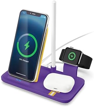 SOAR NCAA 4-in-1 Wireless Charging Docking Station: Rapid Charge Solution for i Phone, Apple Watch, Air Pods & Apple Pencil – Official NCAA Design for Ultimate Fan Experience and Device Compatibility