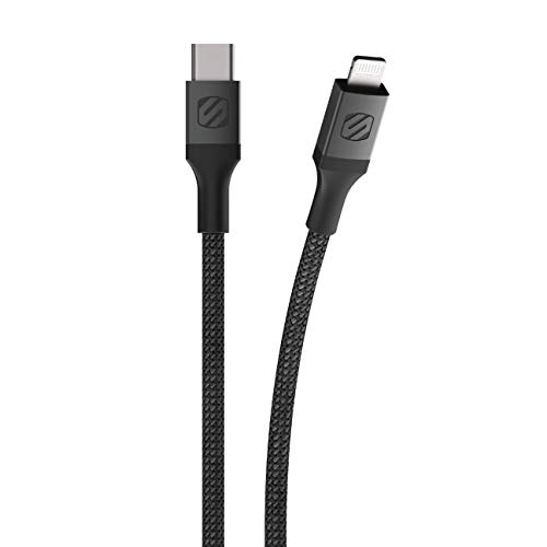 Scosche Ci4 B4 SG-SP MFi Certified Strikeline 4 ft Braided Lightning & USB-C Charging Cable – Fast, Durable, and Stylish Power Solution for Seamless Device Compatibility in Space Gray