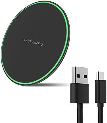 15 W Fast Wireless Charging Pad for Samsung Galaxy S24/S23/S22/S21/S20/S10/S9/S8/Note Series & i Phones | USB-C Qi Compatible Charger for Effortless Power Delivery | Sleek Design for Modern Workspaces & Nightstands | No AC Adapter Required for Enhanced Convenience