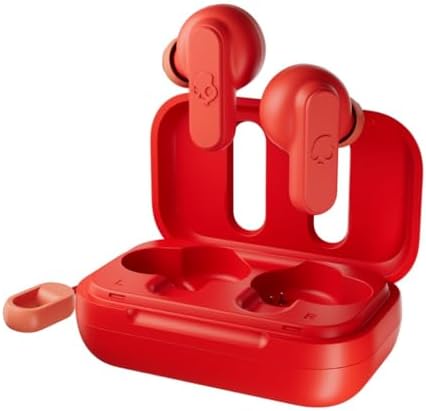 Skullcandy Dime Wireless Earbuds – Sweat-Resistant In-Ear Headphones with 12-Hour Battery Life, Built-in Microphone, and Universal Bluetooth Compatibility – Stylish Red Design for Active Lifestyles