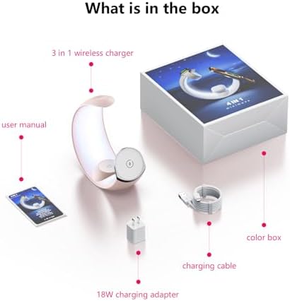 Ultimate 3-in-1 Magnetic Wireless Charging Station for Apple Devices – Fast Charge Your i Phone 16/15/14/13/12/11, Apple Watch Series & Air Pods 4 with RGB Night Light – Enhanced Safety & Intelligent Charging Technology – Artful Design for Home and Office Aesthetics