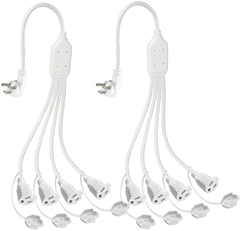 KUNCAN 4-Way Power Splitter with 45-Degree Downward Angle—Maximize Outlet Efficiency with Compact US Flat Plug Design, 1 to 4 Extended Outlets, Durable SVT 16 AWG Cable, Ideal for Home, Office & Classroom Use (Black, 1-Pack) – Sleek, Space-Saving Power Solution for Enhanced Device Connectivity and Optimal Clutter Reduction