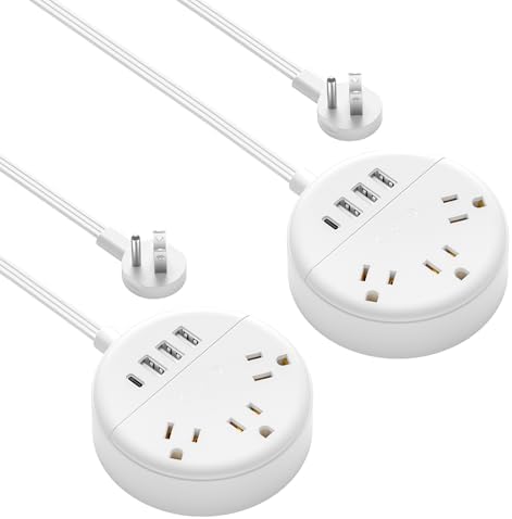 NTONPOWER 2 Pack Travel Power Strip with USB Ports – Compact 3 Outlet Charging Station for On-the-Go Convenience, 5 ft Power Cord, Wall Mountable Design for Cruises, Hotels, and Offices – Enhanced Device Compatibility and Fast Charging Solutions