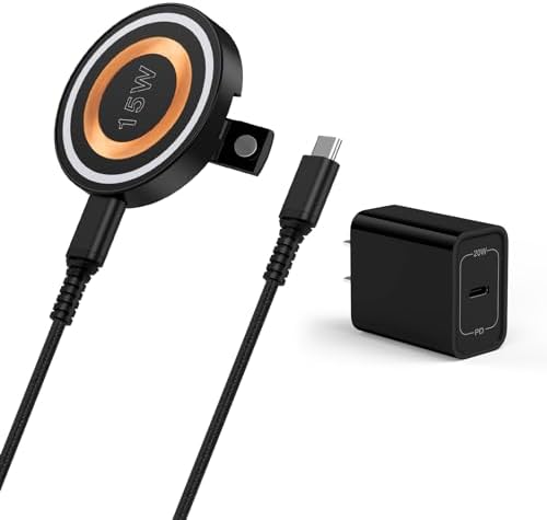 Samsung Magnetic Wireless Charger Pad for Galaxy S Series & i Phone 16/15/14 Pro Max – 15 W Fast Charging with 20 W USB-C Adapter – Universal Compatibility, Sleek Design, and Optimal Efficiency for Effortless Charging Experience