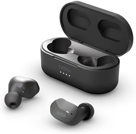 Belkin Sound Form True Wireless Earbuds – Premium Bluetooth 5.0 Headphones with Touch Controls & IPX5 Water Resistance for i Phone 14 & Galaxy S23 – Effortless Hands-Free Calling & Compact Charging Case – Stylish White Design for Active Lifestyles