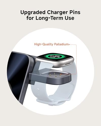 3-in-1 Wireless Charging Station for Fitbit Versa 4/3/Sense 2/1/Ace LTE, i Phone 16/15/14/13, and Samsung S25/S24/S23 – Fast Charge All Your Devices, Compact Design for Home & Office, No Adapter Needed – Swan Scout 708 FB